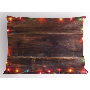 Ambesonne Christmas Pillow Sham Set of 2, Holiday Season Office Design Tree Celebration Snowflakes Celebration, Quality Microfiber Bedding Item for All Seasons, 30″ x 20″, White Green Red(Redwood)