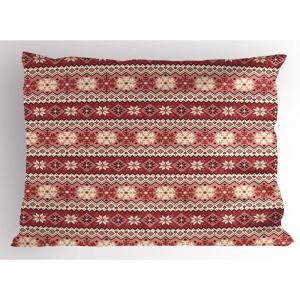 Ambesonne Christmas Pillow Sham Set of 2, Holiday Season Office Design Tree Celebration Snowflakes Celebration, Quality Microfiber Bedding Item for All Seasons, 30″ x 20″, White Green Red(Dark Coral White Blush)
