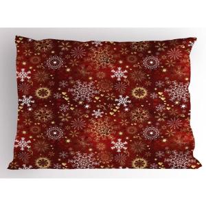 Ambesonne Christmas Pillow Sham, Snowy Winter Tree Branches Berries Bullfinch Birds Snowman Hat, Decorative Standard Size Printed Pillowcase, 26″ X 20″, Almond Green Orange(Vermilion Yellow White)