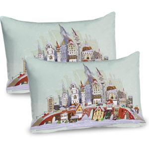 Ambesonne Christmas Pillow Sham, Snowy Winter Tree Branches Berries Bullfinch Birds Snowman Hat, Decorative Standard Size Printed Pillowcase, 26″ X 20″, Almond Green Orange(Pale Green Lavender)