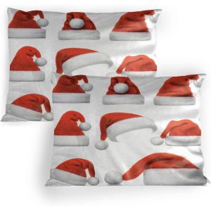 Ambesonne Christmas Pillow Sham, Snowy Winter Tree Branches Berries Bullfinch Birds Snowman Hat, Decorative Standard Size Printed Pillowcase, 26″ X 20″, Almond Green Orange(Red and White)