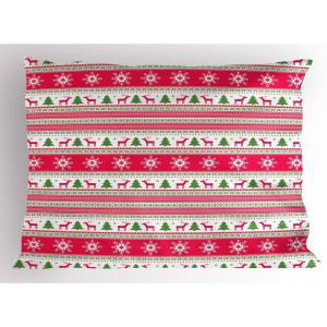 Ambesonne Christmas Pillow Sham, Snowy Winter Tree Branches Berries Bullfinch Birds Snowman Hat, Decorative Standard Size Printed Pillowcase, 26″ X 20″, Almond Green Orange(Pink Lime Green White)