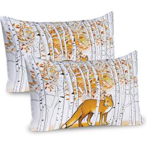 Ambesonne Christmas Pillow Sham, Snowy Winter Tree Branches Berries Bullfinch Birds Snowman Hat, Decorative Standard Size Printed Pillowcase, 26″ X 20″, Almond Green Orange(White Orange)