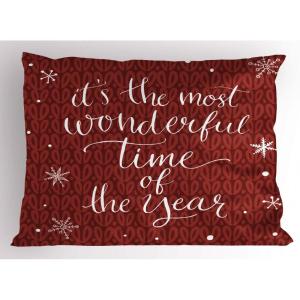 Ambesonne Christmas Pillow Sham, Snowy Winter Tree Branches Berries Bullfinch Birds Snowman Hat, Decorative Standard Size Printed Pillowcase, 26″ X 20″, Almond Green Orange(Red White)
