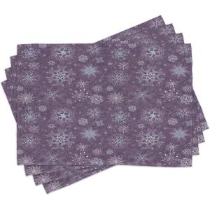 Ambesonne Christmas Place Mats Set of 4, Gingerbread Man Gift Box Coniferous Pine Cinnamon Dessert on Rustic Wood Theme, Washable Fabric Placemats for Dining Table, Standard Size, Green and Brown(Violet)