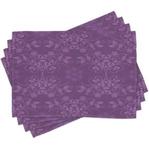 Ambesonne Christmas Place Mats Set of 8, Xmas Baubles on Snow Snowflakes Ice Holiday Humanitarian Art Illustration, Washable Fabric Placemats for Dining Table, Placemat 8 pcs, Red White(Eggplant Purple)