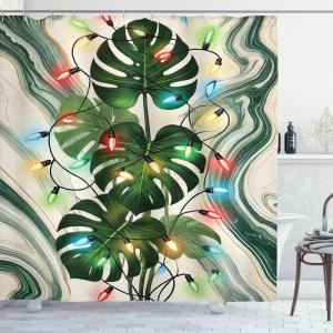 Ambesonne Christmas Shower Curtain, Abstract Pattern Snowflake Motifs Curlicues on Baubles Season, Cloth Fabric Bathroom Decor Set with Hooks, 69″ W x 70″ L, Blue Pale Blue White(Green Khaki Multicolor)