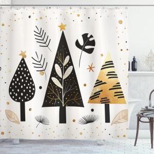 Ambesonne Christmas Shower Curtain, Abstract Pattern Snowflake Motifs Curlicues on Baubles Season, Cloth Fabric Bathroom Decor Set with Hooks, 69″ W x 70″ L, Blue Pale Blue White(Beige Black Charcoal Grey)