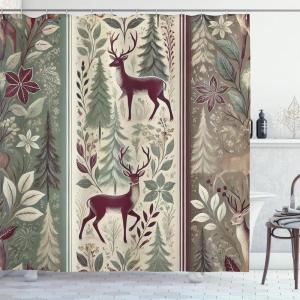 Ambesonne Christmas Shower Curtain, Abstract Pattern Snowflake Motifs Curlicues on Baubles Season, Cloth Fabric Bathroom Decor Set with Hooks, 69″ W x 70″ L, Blue Pale Blue White(Raspberry and Sage Green)