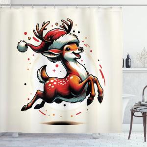 Ambesonne Christmas Shower Curtain, Abstract Pattern Snowflake Motifs Curlicues on Baubles Season, Cloth Fabric Bathroom Decor Set with Hooks, 69″ W x 70″ L, Blue Pale Blue White(Orange Vermilion and Ivory)