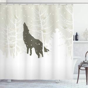 Ambesonne Christmas Shower Curtain, Balls Vintage Style Celebration Design Winter Season Wonderland Themed Snowflakes, Cloth Fabric Bathroom Decor Set with Hooks, 69″ W x 70″ L, Blue Tan(Green Eggshell)