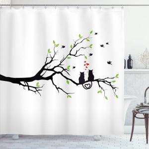 Ambesonne Christmas Shower Curtain, Balls Vintage Style Celebration Design Winter Season Wonderland Themed Snowflakes, Cloth Fabric Bathroom Decor Set with Hooks, 69″ W x 70″ L, Blue Tan(Lime Green)