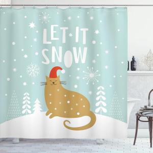 Ambesonne Christmas Shower Curtain, Balls Vintage Style Celebration Design Winter Season Wonderland Themed Snowflakes, Cloth Fabric Bathroom Decor Set with Hooks, 69″ W x 70″ L, Blue Tan(Brown Seafoam)