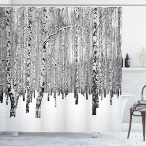 Ambesonne Christmas Shower Curtain, Balls Vintage Style Celebration Design Winter Season Wonderland Themed Snowflakes, Cloth Fabric Bathroom Decor Set with Hooks, 69″ W x 70″ L, Blue Tan(White Brown)