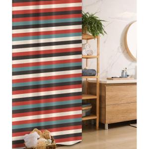 Ambesonne Christmas Shower Curtain, Holiday Season Office Design Tree Celebration Snowflakes Celebration, Cloth Fabric Bathroom Decor Set with Hooks, 69″ W x 75″ L, White Green Red(Vermillion)