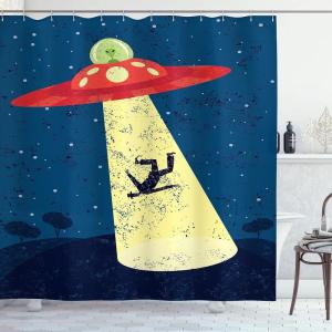 Ambesonne Christmas Shower Curtain, Holiday Season Office Design Tree Celebration Snowflakes Celebration, Cloth Fabric Bathroom Decor Set with Hooks, 69″ W x 75″ L, White Green Red(Blue and Yellow)