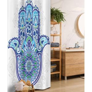 Ambesonne Christmas Shower Curtain, Holiday Season Office Design Tree Celebration Snowflakes Celebration, Cloth Fabric Bathroom Decor Set with Hooks, 69″ W x 75″ L, White Green Red(Blue Turquoise White)