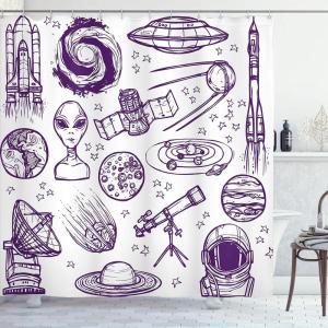 Ambesonne Christmas Shower Curtain, Holiday Season Office Design Tree Celebration Snowflakes Celebration, Cloth Fabric Bathroom Decor Set with Hooks, 69″ W x 75″ L, White Green Red(Purple White)