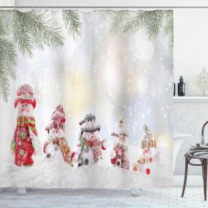 Ambesonne Christmas Shower Curtain, Nautical Elements Sea Life Theme with Noel Tree Winter Season, Cloth Fabric Bathroom Decor Set with Hooks, 69″ W x 70″ L, Beige Cream(Red and White)