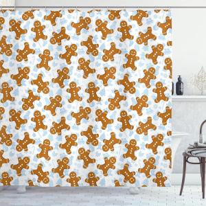 Ambesonne Christmas Shower Curtain, Nautical Elements Sea Life Theme with Noel Tree Winter Season, Cloth Fabric Bathroom Decor Set with Hooks, 69″ W x 70″ L, Beige Cream(Light Caramel)