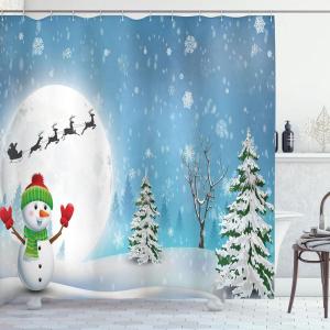 Ambesonne Christmas Shower Curtain, Nautical Elements Sea Life Theme with Noel Tree Winter Season, Cloth Fabric Bathroom Decor Set with Hooks, 69″ W x 70″ L, Beige Cream(Blue and White)