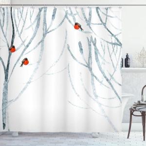 Ambesonne Christmas Shower Curtain, Nautical Elements Sea Life Theme with Noel Tree Winter Season, Cloth Fabric Bathroom Decor Set with Hooks, 69″ W x 70″ L, Beige Cream(Pale Grey White)