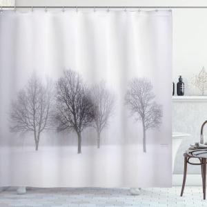 Ambesonne Christmas Shower Curtain, Nautical Elements Sea Life Theme with Noel Tree Winter Season, Cloth Fabric Bathroom Decor Set with Hooks, 69″ W x 70″ L, Beige Cream(Grey and White)