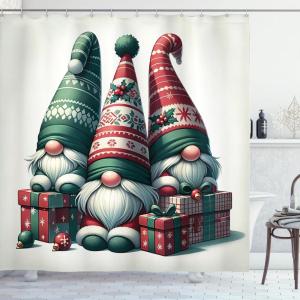 Ambesonne Christmas Shower Curtain, Rustic Wooden Backdrop with Snowflakes and Warm Traditional Celebration Print, Cloth Fabric Bathroom Decor Set with Hooks, 69″ W x 70″ L, Brown White(Green and Dark Pink)