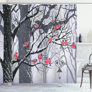 Ambesonne Christmas Shower Curtain, Rustic Wooden Backdrop with Snowflakes and Warm Traditional Celebration Print, Cloth Fabric Bathroom Decor Set with Hooks, 69″ W x 70″ L, Brown White(Black Grey)