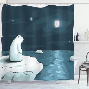 Ambesonne Christmas Shower Curtain, Rustic Wooden Backdrop with Snowflakes and Warm Traditional Celebration Print, Cloth Fabric Bathroom Decor Set with Hooks, 69″ W x 70″ L, Brown White(Petrol Blue)