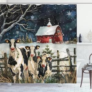 Ambesonne Christmas Shower Curtain, Rustic Wooden Backdrop with Snowflakes and Warm Traditional Celebration Print, Cloth Fabric Bathroom Decor Set with Hooks, 69″ W x 70″ L, Brown White(Beige Pale Grey and Pale Ruby)