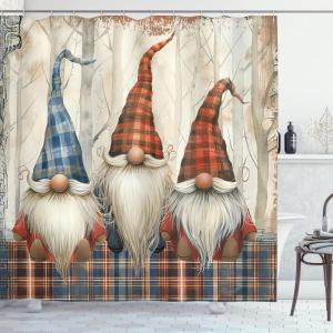 Ambesonne Christmas Shower Curtain, Rustic Wooden Backdrop with Snowflakes and Warm Traditional Celebration Print, Cloth Fabric Bathroom Decor Set with Hooks, 69″ W x 70″ L, Brown White(Blue Brown Burnt Sienna)