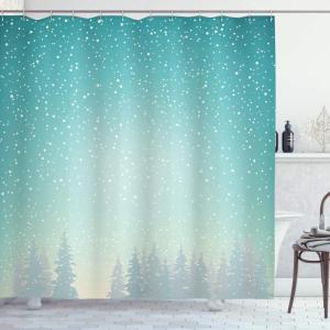 Ambesonne Christmas Shower Curtain, Traditional Celebration Theme Pendant Stars Baubles Ornate Snowflakes, Cloth Fabric Bathroom Decor Set with Hooks, 69″ W x 70″ L, Grey Red White(Turquoise White)