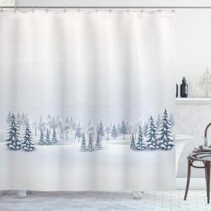 Ambesonne Christmas Shower Curtain, Traditional Celebration Theme Pendant Stars Baubles Ornate Snowflakes, Cloth Fabric Bathroom Decor Set with Hooks, 69″ W x 70″ L, Grey Red White(White)