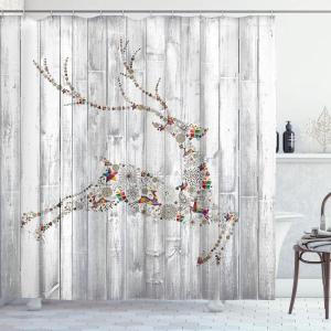 Ambesonne Christmas Shower Curtain, Traditional Celebration Theme Pendant Stars Baubles Ornate Snowflakes, Cloth Fabric Bathroom Decor Set with Hooks, 69″ W x 70″ L, Grey Red White(Grey Multicolor)