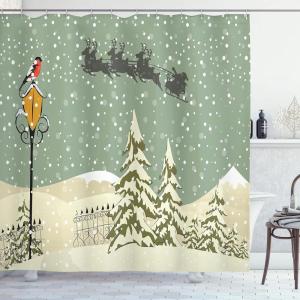 Ambesonne Christmas Shower Curtain, Traditional Celebration Theme Pendant Stars Baubles Ornate Snowflakes, Cloth Fabric Bathroom Decor Set with Hooks, 69″ W x 70″ L, Grey Red White(Beige Green White)