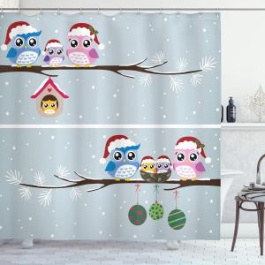 Ambesonne Christmas Shower Curtain, Traditional Celebration Theme Pendant Stars Baubles Ornate Snowflakes, Cloth Fabric Bathroom Decor Set with Hooks, 69″ W x 70″ L, Grey Red White(Grey)