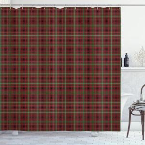 Ambesonne Christmas Shower Curtain, Tree with Tinsel and Ball with Present Wrap Ribbon Celebration Picture, Cloth Fabric Bathroom Decor Set with Hooks, 69″ W x 70″ L, Purple Grey(Vermilion Green)