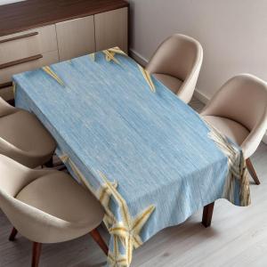 Ambesonne Christmas Tablecloth, Ornamental White Snowflakes in Various Styles Cold Winter Season, Rectangular Table Cover for Dining Room Kitchen Decor, 60″ X 90″,Blue Navy(Blue Ivory)