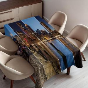 Ambesonne Christmas Tablecloth, Ornamental White Snowflakes in Various Styles Cold Winter Season, Rectangular Table Cover for Dining Room Kitchen Decor, 60″ X 90″,Blue Navy(Orange Blue)