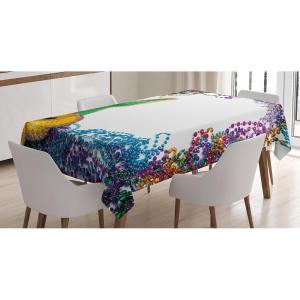 Ambesonne Christmas Tablecloth, Ornamental White Snowflakes in Various Styles Cold Winter Season, Rectangular Table Cover for Dining Room Kitchen Decor, 60″ X 90″,Blue Navy(Blue Purple)