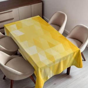 Ambesonne Christmas Tablecloth, Ornamental White Snowflakes in Various Styles Cold Winter Season, Rectangular Table Cover for Dining Room Kitchen Decor, 60″ X 90″,Blue Navy(Yellow and White)