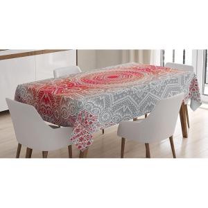 Ambesonne Christmas Tablecloth, Ornamental White Snowflakes in Various Styles Cold Winter Season, Rectangular Table Cover for Dining Room Kitchen Decor, 60″ X 90″,Blue Navy(Grey Red)