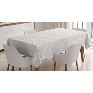 Ambesonne Christmas Tablecloth, Ornamental White Snowflakes in Various Styles Cold Winter Season, Rectangular Table Cover for Dining Room Kitchen Decor, 60″ X 90″,Blue Navy(Beige White)