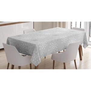 Ambesonne Christmas Tablecloth, Ornamental White Snowflakes in Various Styles Cold Winter Season, Rectangular Table Cover for Dining Room Kitchen Decor, 60″ X 90″,Blue Navy(White Grey)