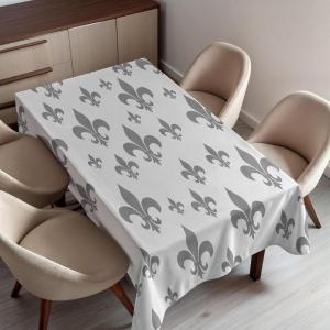 Ambesonne Christmas Tablecloth, Ornamental White Snowflakes in Various Styles Cold Winter Season, Rectangular Table Cover for Dining Room Kitchen Decor, 60″ X 90″,Blue Navy(Grey White)