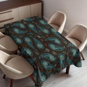 Ambesonne Christmas Tablecloth, Ornamental White Snowflakes in Various Styles Cold Winter Season, Rectangular Table Cover for Dining Room Kitchen Decor, 60″ X 90″,Blue Navy(Blue Brown)
