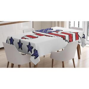 Ambesonne Christmas Tablecloth, Ornamental White Snowflakes in Various Styles Cold Winter Season, Rectangular Table Cover for Dining Room Kitchen Decor, 60″ X 90″,Blue Navy(Blue Red)