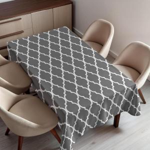 Ambesonne Christmas Tablecloth, Ornamental White Snowflakes in Various Styles Cold Winter Season, Rectangular Table Cover for Dining Room Kitchen Decor, 60″ X 90″,Blue Navy(Grey)
