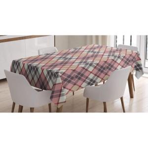Ambesonne Christmas Tablecloth, Ornamental White Snowflakes in Various Styles Cold Winter Season, Rectangular Table Cover for Dining Room Kitchen Decor, 60″ X 90″,Blue Navy(Pink Ivory)